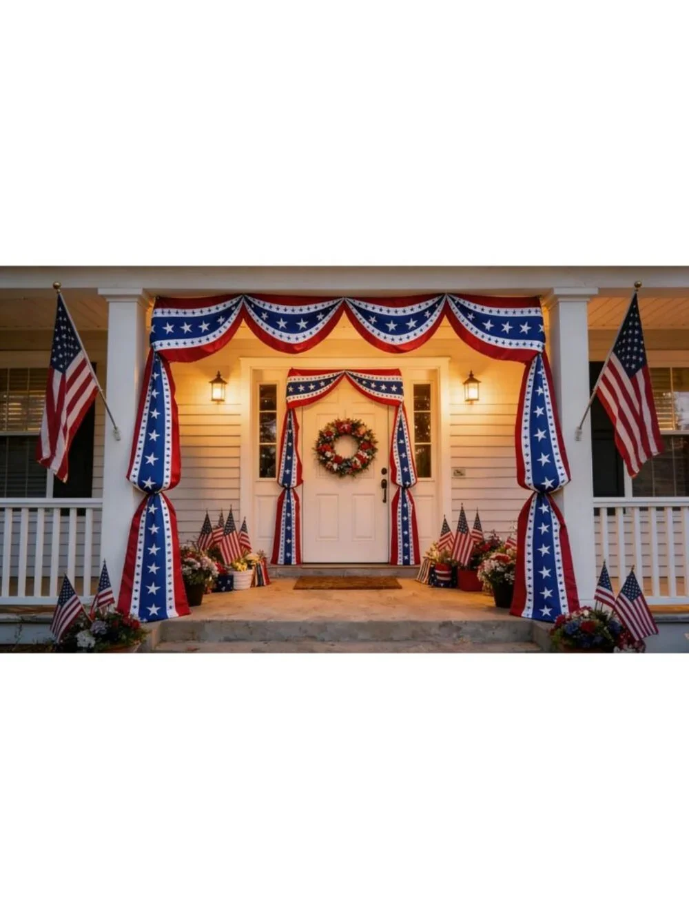 Patriotic USA Bunting Flag - 4th of July Red White Blue Decor for Independence